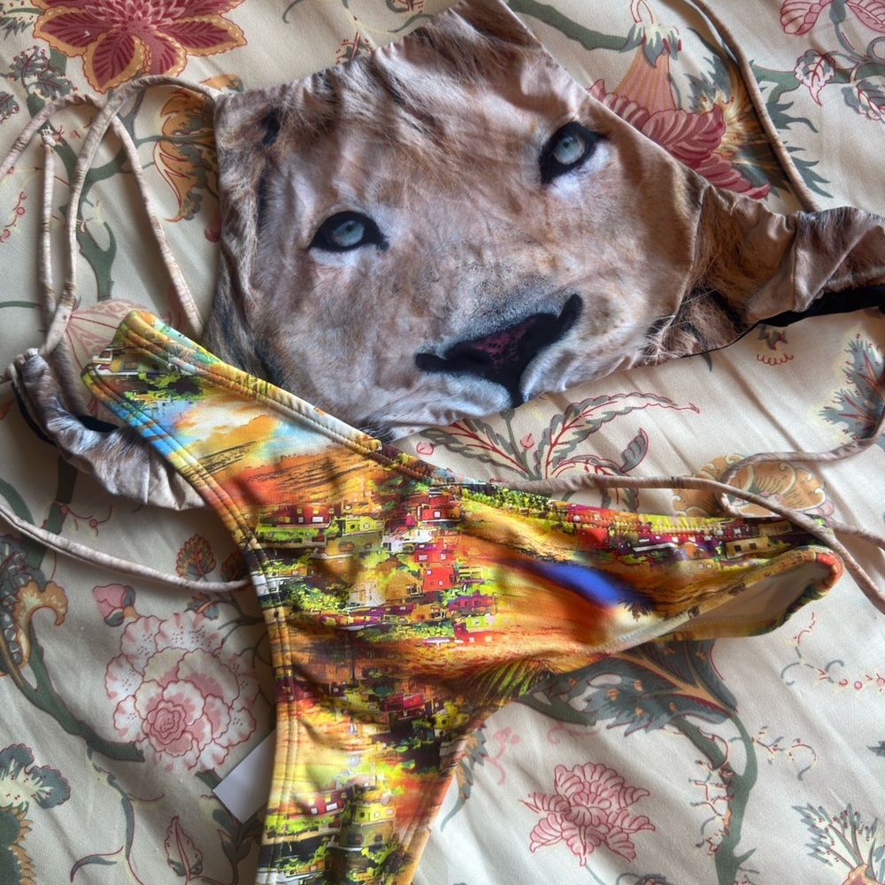 Lion Print Bikini Set San Lorenzo top brand new! - Picture 5 of 5